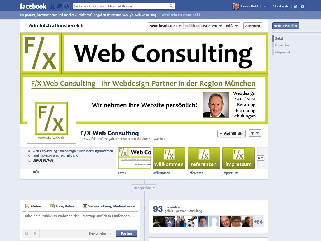 2012: F/X Web Consulting | Webdesign München | Facebook-Fanseite