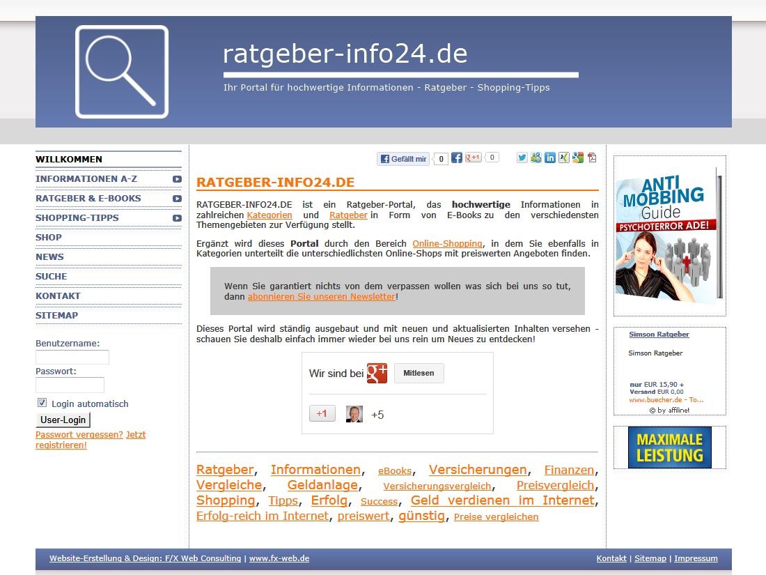 2011: ratgeber-info24.de | Ratgeber Portal & Shop