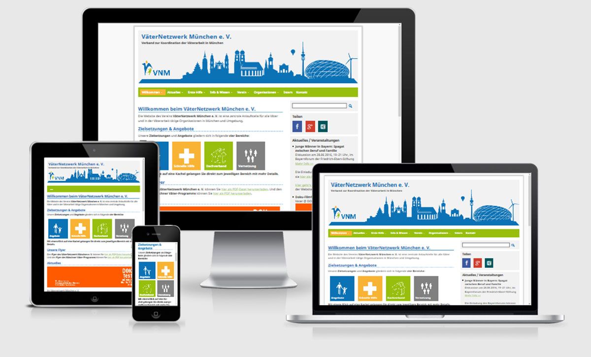 Responsive Webdesign: Optimierte Darstellung und Bedienung der Website auf Desktop, Tablet und Smartphone