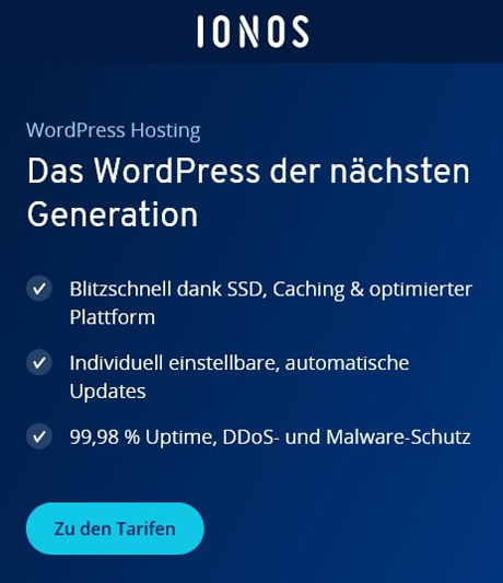 Banner IONOS WordPress Hosting